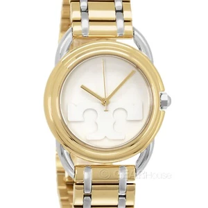 Tory Burch The Miller Womens Watch, White Logo Dial, Two-Tone Gold Silver Steel - Picture 1 of 8