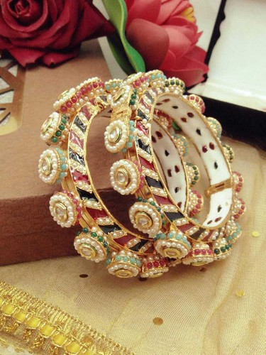 VALENTINO Set bracciali indiani placcati oro gioielli moda Bollywood sposa asiatici