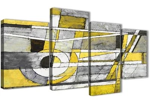 Large Yellow Grey Painting Abstract Living Room Canvas Decor - 4400 - 130cm - Picture 1 of 5