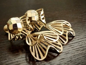 Einzigartige & wunderschöne Ohrringe Engel facettiertes Design goldfarben ~ Vintage - Bild 1 von 11