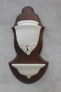 White Faience Wall Fountain , Made in Italy, Wall Hanging Garden Accessory - Picture 1 of 11