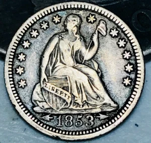 1853 Seated Liberty Half Dime 5C Arrows Ungraded Choice Silver US Coin CC23901 - Picture 1 of 6