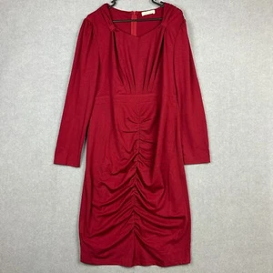 Belle Poque Dress Womens 2XL Red Ruched Gathered Long Sleeve Stretch - Picture 1 of 6