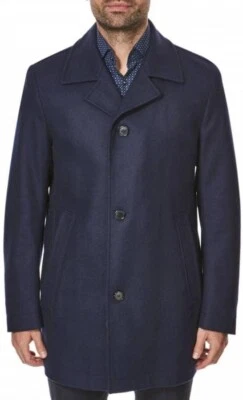 New Hugo BOSS blue long virgin wool overcoat jacket suit coat 40R Large £499 - Image 1 of 4
