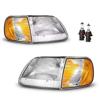 Headlights w/Corner lights For 1997-2003 Ford F150 Expedition w/bulbs Left+Right - Image 1 of 4