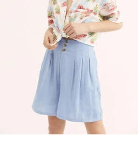 Free People Brittany Long Beach Shorts Dusty Blue Loungewear Flowy Sz XS NWT - Picture 1 of 12