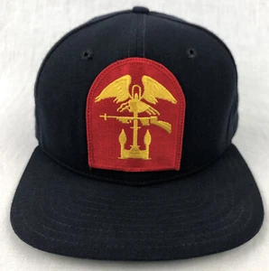 Vintage Naval Brigade Patch SnapBack Baseball Hat Cap Military Black XL - Picture 1 of 11