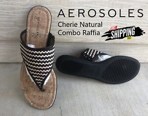 Aerosoles Flat | Cherie Natural Combo Raffia Flip-Flop Size 12 Women's Sandals