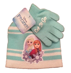 Disney Frozen Princesa Anna Reina Elsa Talla Única Tejido Sombrero y Guante Set Let-It-Go - Imagen 1 de 12
