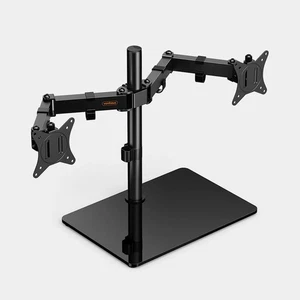 VonHaus Dual Monitor Stand for 13-32" Screens, Adjustable Mount with Glass Base - Picture 1 of 8
