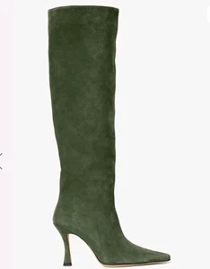 Botas hasta la rodilla Staud Cami gamuza tacón alto talla 39 EU 8.5/9 EE. UU. verde oliva $550 nuevas en caja - Imagen 1 de 5