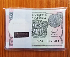 INDIA 2015 1 RUPEE PACK OF 99 NOTES UNCIRCULATED - Picture 1 of 3