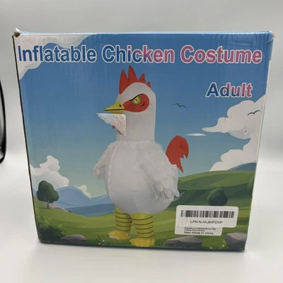 Inflatable Chicken Costume Adult Funny Halloween Costumes Blow up Chicken NIB - Image 1 of 4