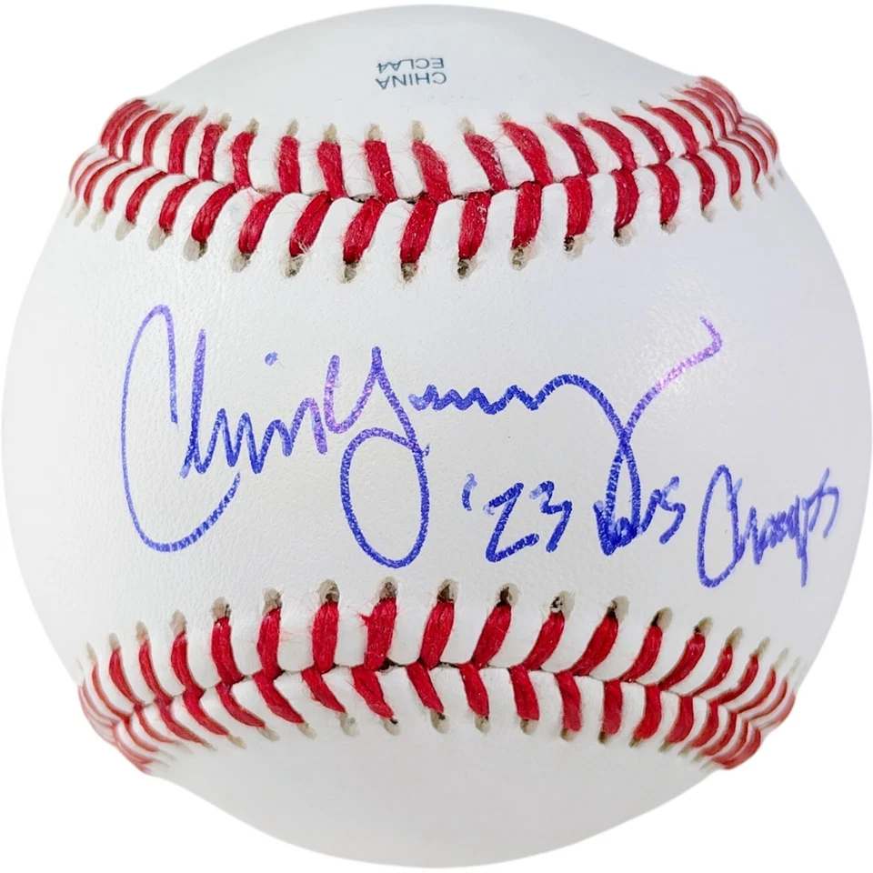Chris Young Firmado Rawlings Béisbol Texas Rangers 2023 Serie Mundial Campeones Certificado de Autenticidad Foto 1 de 4