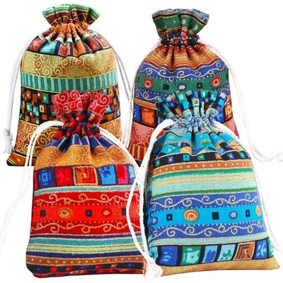 Paquete de 20 bolsas de regalo con cordón, algodón lino yute tela saco bolsas de muselina para boda... Foto 1 de 4