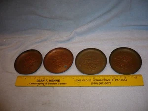 4 SOLID COPPER COASTERS EMBOSSED FLOWERS free shipping - Picture 1 of 2