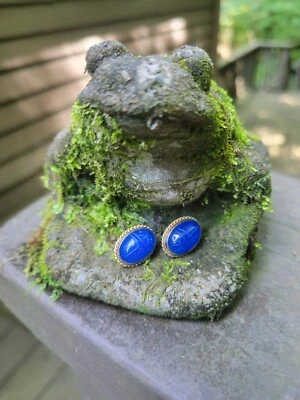 Pendientes ESCARABAJO Escarabajo AZUL Oro Amarillo 14K GF Firmados CARLA Foto 1 de 4