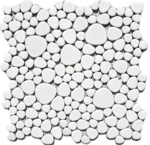 Ceramic Mosaic Peppels Pebbles White Wall Kitchen Shower Bathroom WB12-0102|1 Mat - Picture 1 of 7