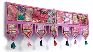Cenefa rosa Toran ventana india cenefa puerta grande colgante boho decoración de cortina - Imagen 1 de 5