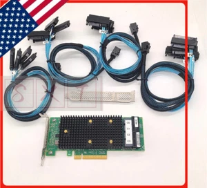 Lenovo 430-16I HBA 12Gbs PCIe 16 Port IT Mode JBOD W / 4*SFF8643-8482 SAS Cable - Picture 1 of 10