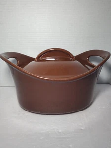 Rachael Ray 2 Quart Oval Casserole Baking Dish With Lid Brown Stoneware - Picture 1 of 9