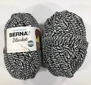 BERNAT Blanket 2 Yarn Skeins Inkwell 10744 Blk/Wht/Gray 10.5oz/220 yds Polyester - Picture 1 of 5