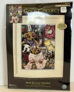 NIP Dimensions The Gold Collection Bear Button Trouble Janet Kruskam Needlepoint - Picture 1 of 8