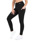 Women's Leggings with Pockets High Waisted Workout Yoga Pants (2XL, Black)