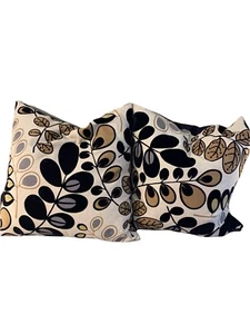 FEATHER FILLED Decorative Throw Pillows Set of 2 LEAVES Abstract Modern Decor - Picture 1 of 11