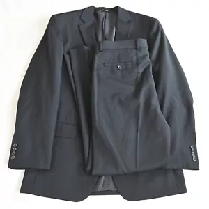 Pronto Uomo 42L 36x34 Navy Blue Stripe 100% Wool Mens Jacket Pants Suit - Picture 1 of 12