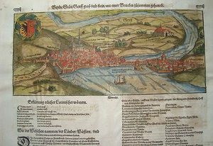 Genf  Schweiz Sebastian Münster meisterhaft kolorierter Holzschnitt 1575 - Picture 1 of 5