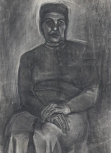 Vintage original charcoal drawing man portrait - Picture 1 of 12