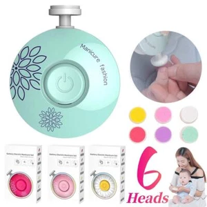6IN1 Electric Baby Nail Trimmer Newborn Safe Grinder Clipper Tool Kit Manicure - Picture 1 of 24