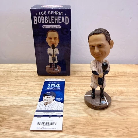 LOU GEHRIG New York Yankees Bobblehead #2 (Yankee Stadium SGA 7/2/2014) + TICKET Cover
