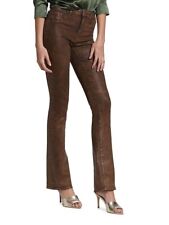 L'AGENCE Selma Coated Boot-Cut Jeans Women's 24 Cocoa Mineral Button Zip Closure
