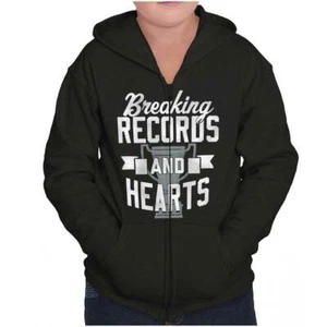 Cool Champion Breaking Records and Hearts Youth Zip Hoodie For Boys or Girls - Picture 1 of 8