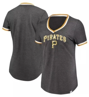 Majestic Womens Pittsburgh Pirates Driven By Results VNeck Jersey Shirt Medium M - Image 1 of 4