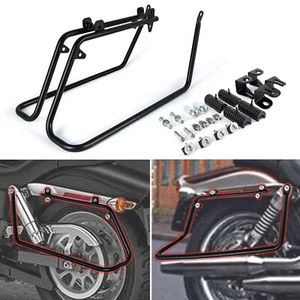 Kit de soportes de conversión de alforja negra para modelos Harley Dyna FLH Fat Bob FXDF - Imagen 1 de 12