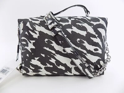 Calvin Klein Box Zebra Crossbody Saffiano bag Cube Zip Around Black White - Image 1 of 4