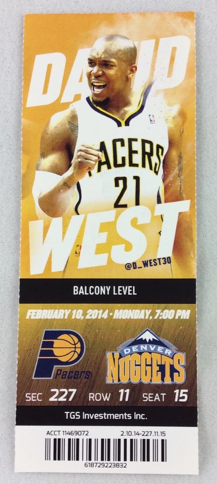 Boleto NBA 2014 02/10 Denver Nuggets at Indiana Pacers-David West Foto 1 de 1