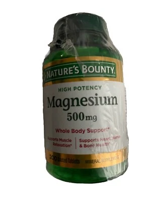 Магний Natures Bounty 500 мг минеральная добавка - таблетка в оболочке 200 шт. срок годности 2/26 - Изображение 1 из 2