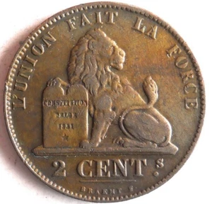 1865 BELGIUM 2 CENTIMES - Great Coin - FREE SHIP - Bin #318 - Picture 1 of 2