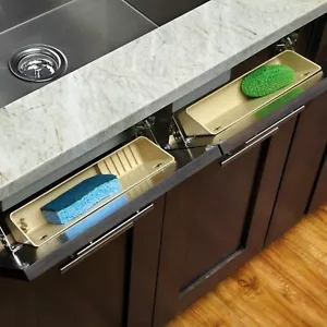 Rev-A-Shelf 6572-11-52 6572 Almond 11 Inch Wide Sink Front Tip Out Two Tray Set - Picture 1 of 3