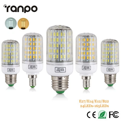 1X 5X 10X E14 E27 5730 SMD LED Corn Bulb Lamp 7W 12W 25W Candle Light 110V 220V - Image 1 of 4