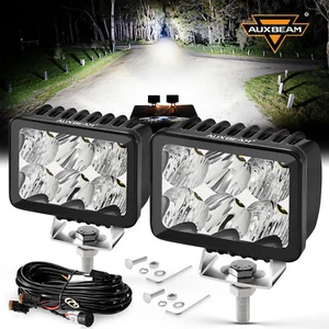 AUXBEAM 2X 3" inch 60W LED Pod Lights Square Spot Flood Combo White Driving Lamp - Picture 1 of 12