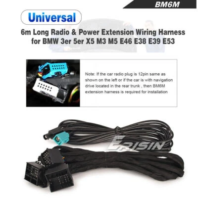 6M Power Radio Extension Cable for BMW 3er 5er X5 E46 E39 Stereo Connect 12 Pins - Image 1 of 4