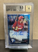 2016 BOWMAN CHROME DRAFT MICKEY MONIAK BLUE WAVE REFRACTOR AUTO /150 BGS 9.5/10