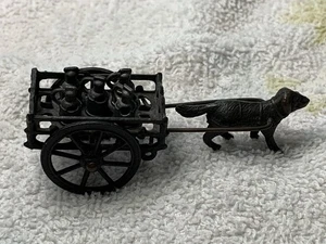 Antique Metal Dog Drawn Milk Cart All 5 Bottles/Cans Early 1900’s France - Picture 1 of 13