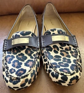Coach Frederica Loafer Leopardenhaar Wadenmuster Slipper Autofahrer flache Schuhe Größe 9,5B - Bild 1 von 9
