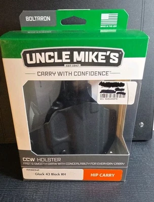 Uncle Mike's 54CCW68BGR CCW OWB Hip Carry Black Glock 43 Holster Right Hand - Image 1 of 2